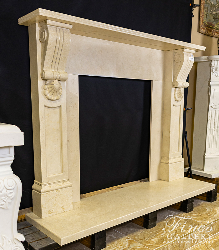 Marble Fireplaces  - Victorian Style Mantel In Polished Galala Marble - MFP-2644